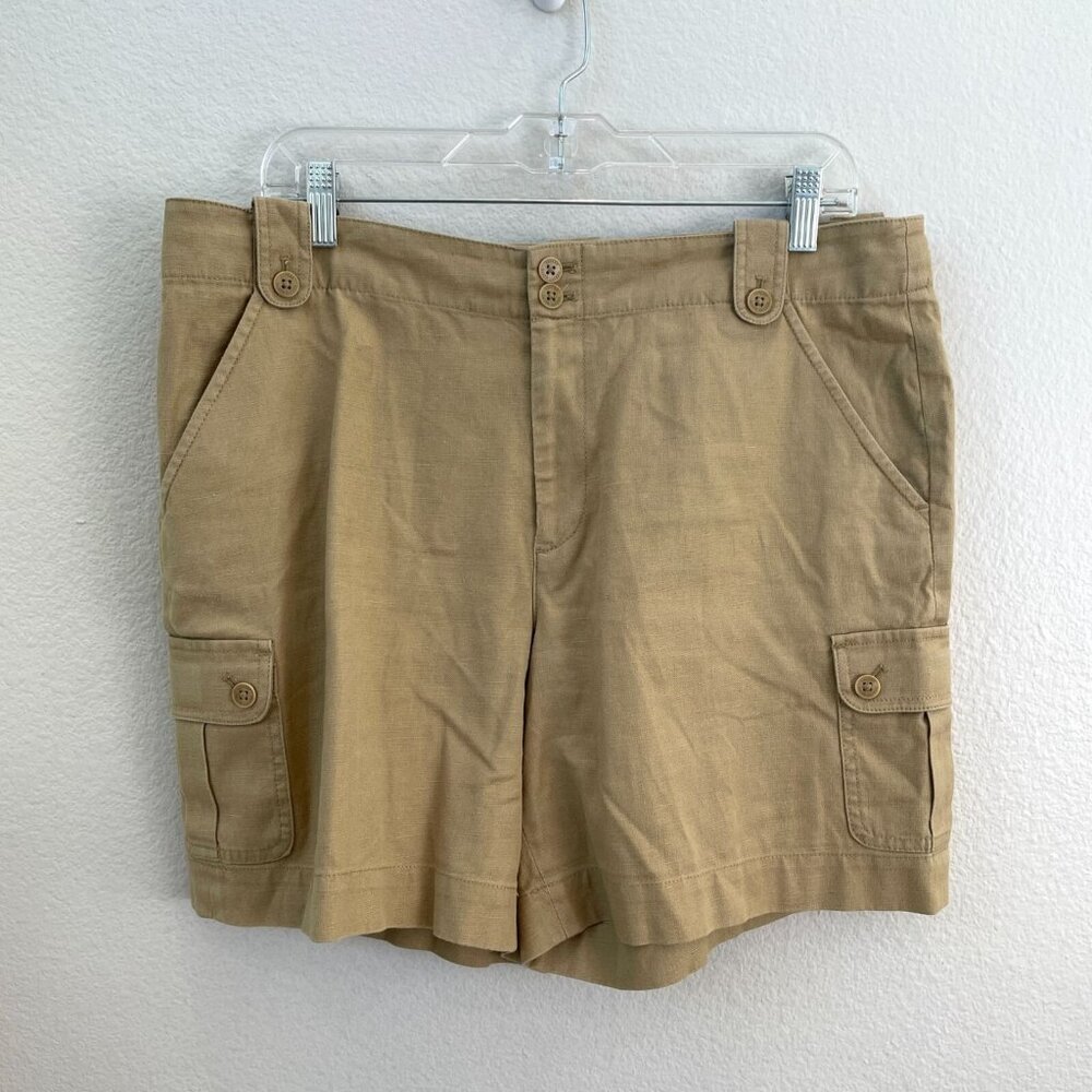 Lauren Ralph Lauren Womens 12 Cargo Shorts Beige Linen‎ Cotton Blend
